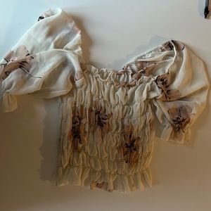Ruffled off shoulder floral top